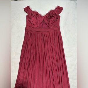ASOS Burgundy Ribbed Textured Dress - US 8